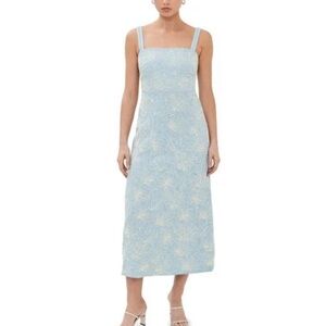 Veronica Beard Light Blue Floral Midi Dress
